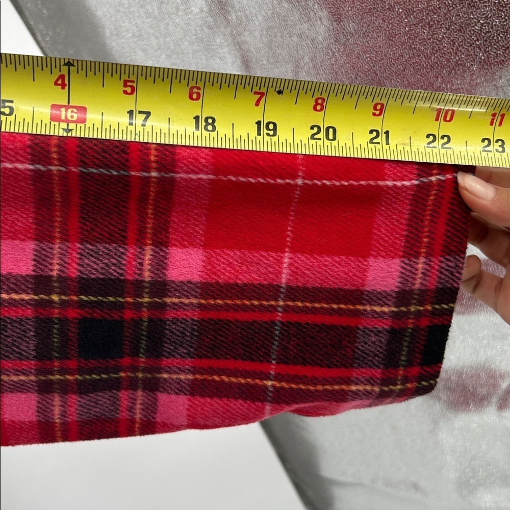 Old Navy Women’s Long Coat Red Tartan Plaid Oversized Soft Brushed Duster~L - Picture 9 of 11